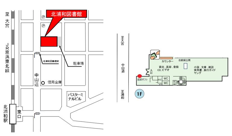 北浦和図書館ポスト案内図1階