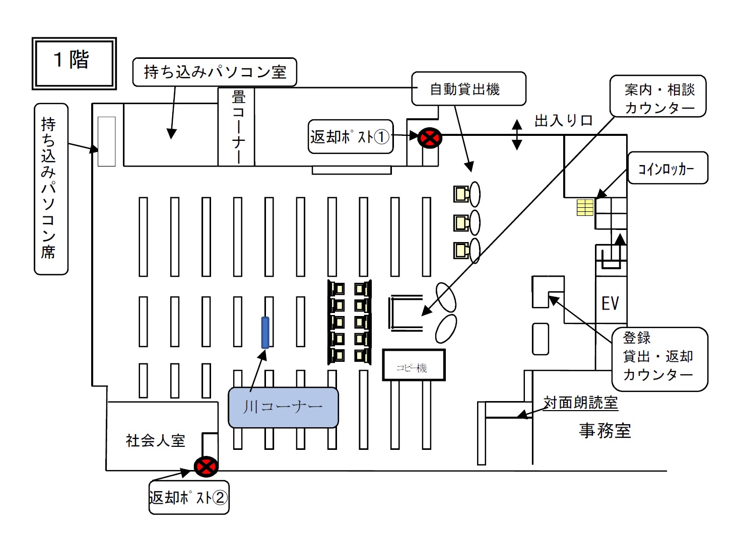 桜図書館1階フロア図