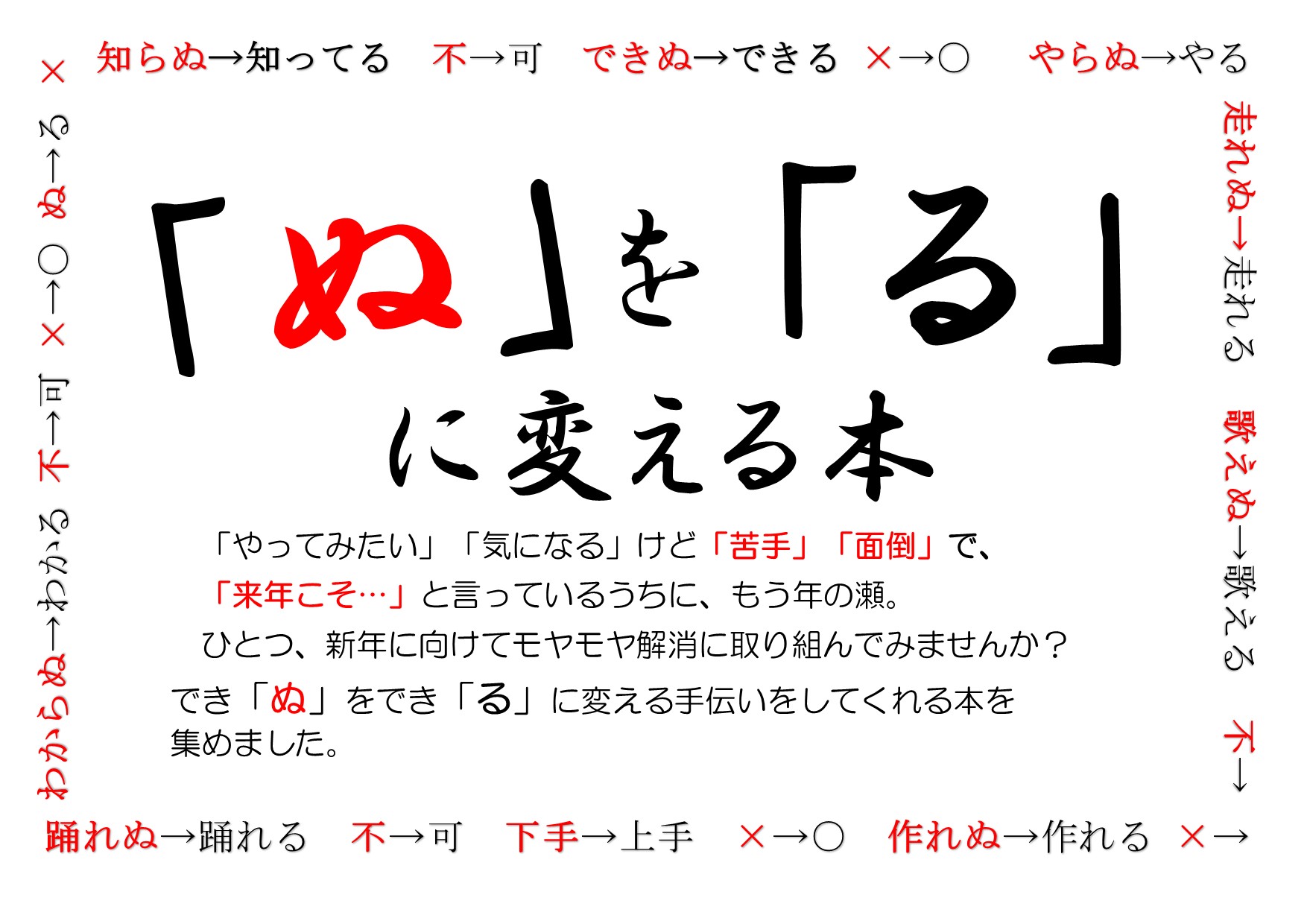 与野図書館　一般一般展示ポスター「ぬ」を「る」に変える本